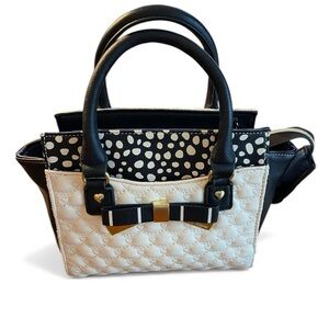 Betsey Johnson Black and Cream Quilted Mini Bag